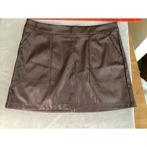 A New Day Women's Size Med  Faux Leather‎ Mini Skirt Dark Brown
